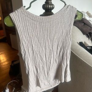 Sleeveless Ribbed Tank Top - Cream